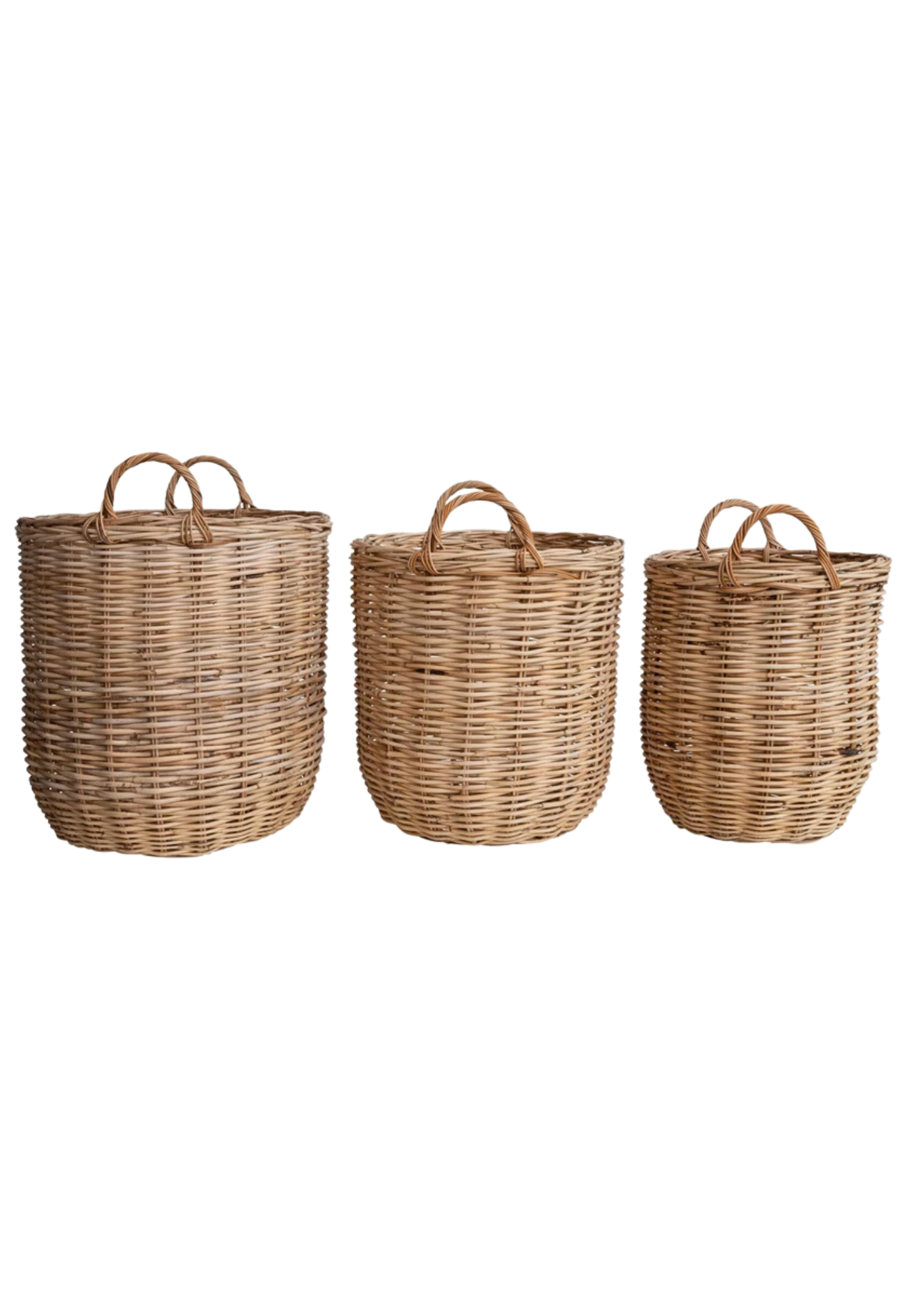 Tall Hand-Woven Rattan Baskets