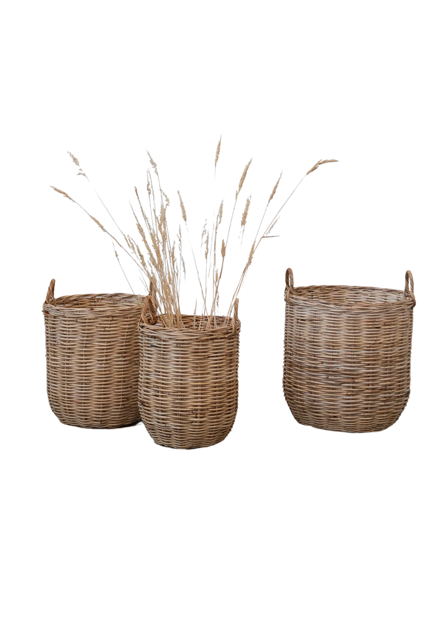 Tall Hand-Woven Rattan Baskets