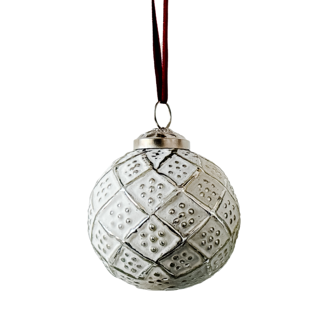 Whitewashed Glass Ornament