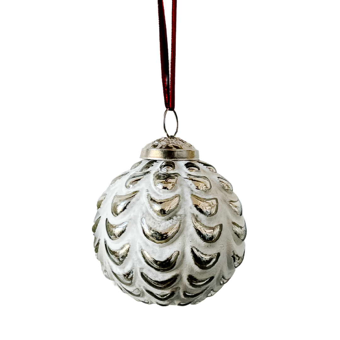 Whitewashed Glass Ornament