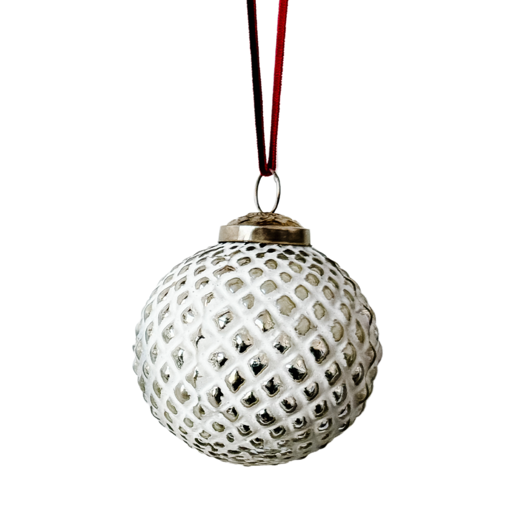 Whitewashed Glass Ornament