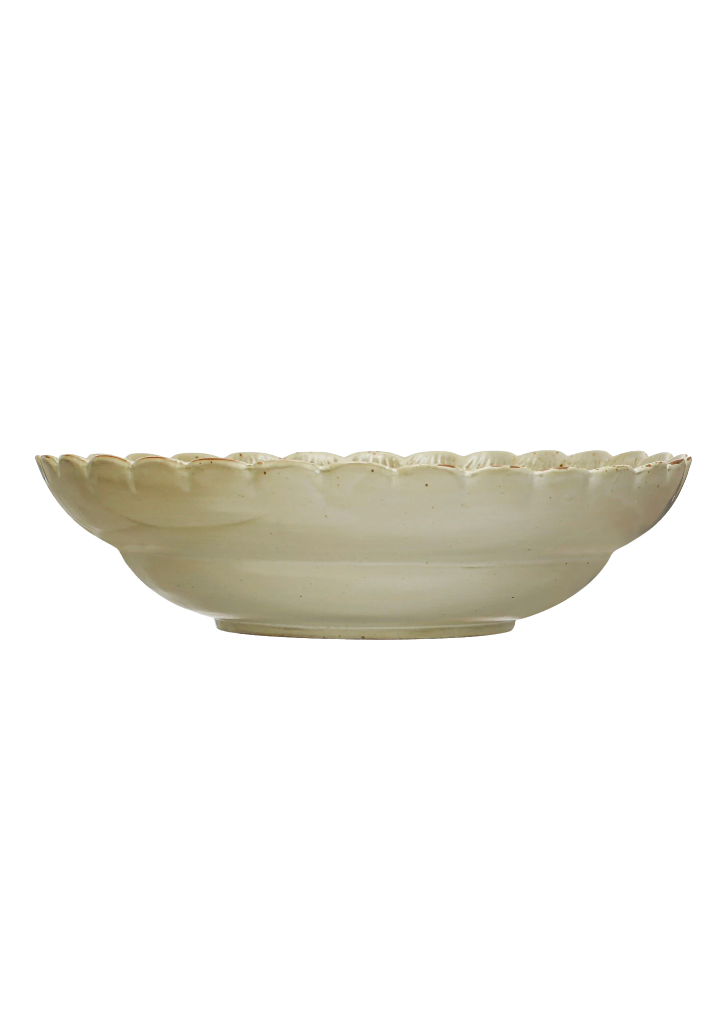 Green Scalloped Stoneware Bowl