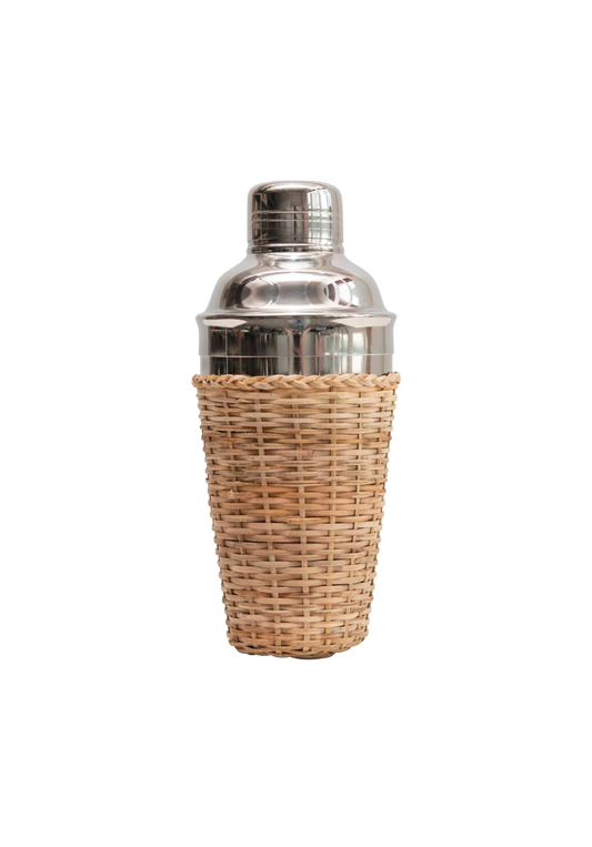 Rattan Sleeved Cocktail Shaker