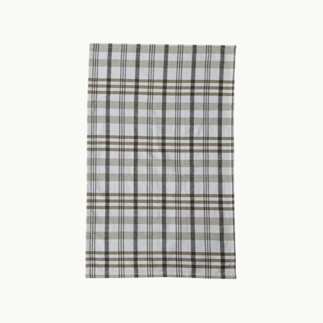 Green Plaid Cotton Tea Towel