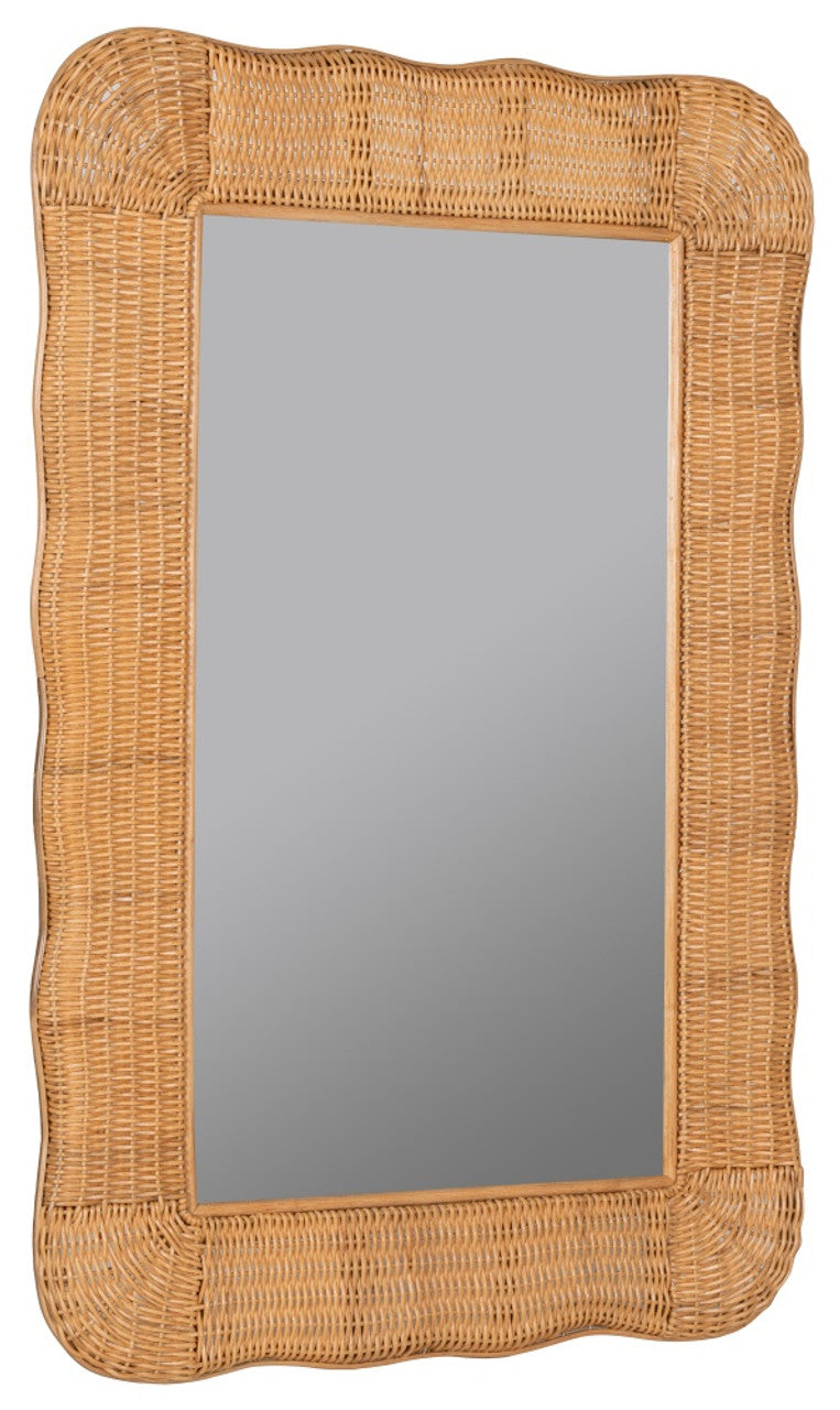 Wavy Rattan Wall Mirror