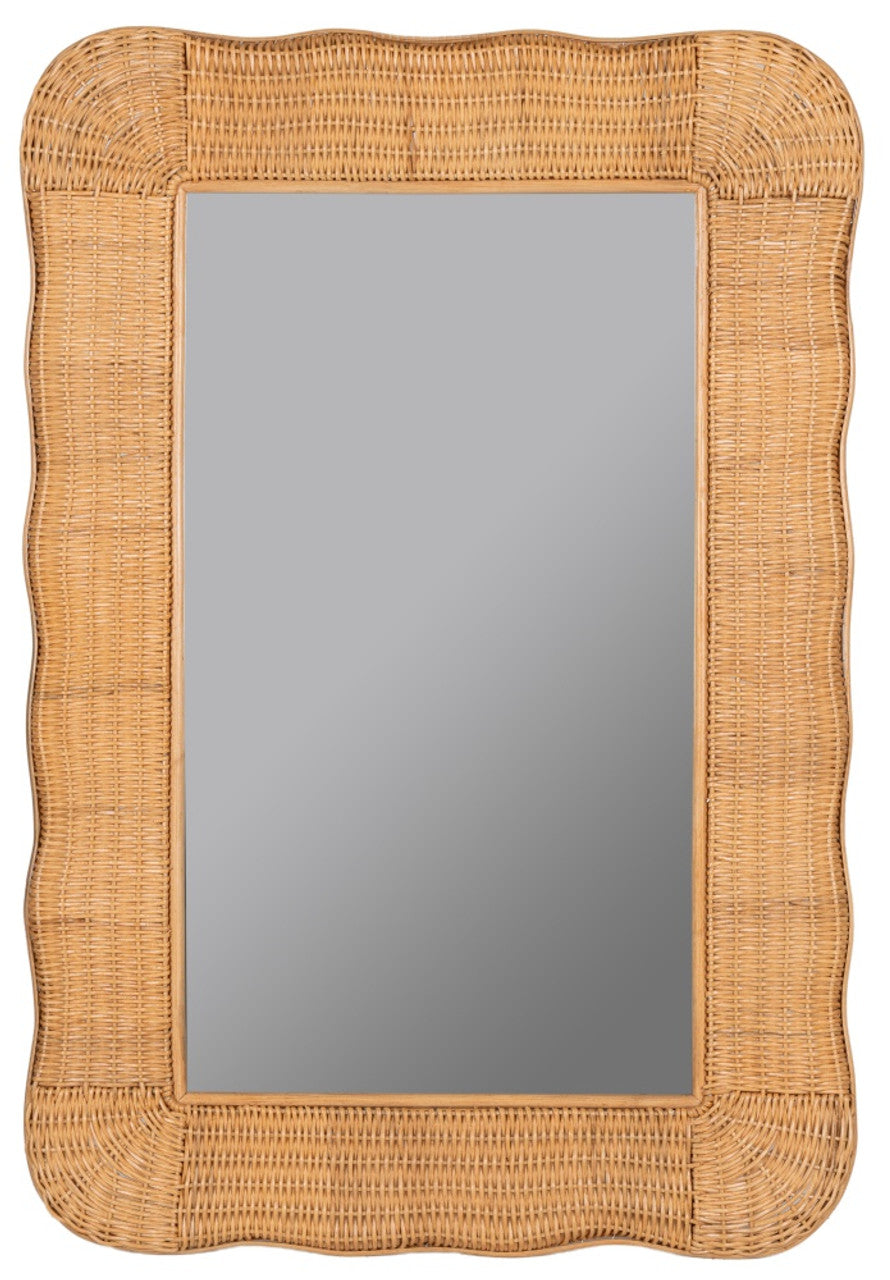 Wavy Rattan Wall Mirror