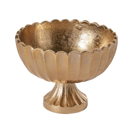 Scalloped Gold Pedestal Bowl