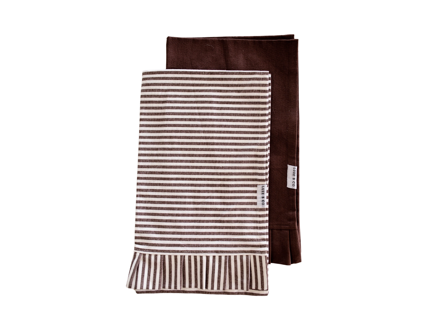 Brown & White Stripe Ruffle Tea Towel (Set of 2)