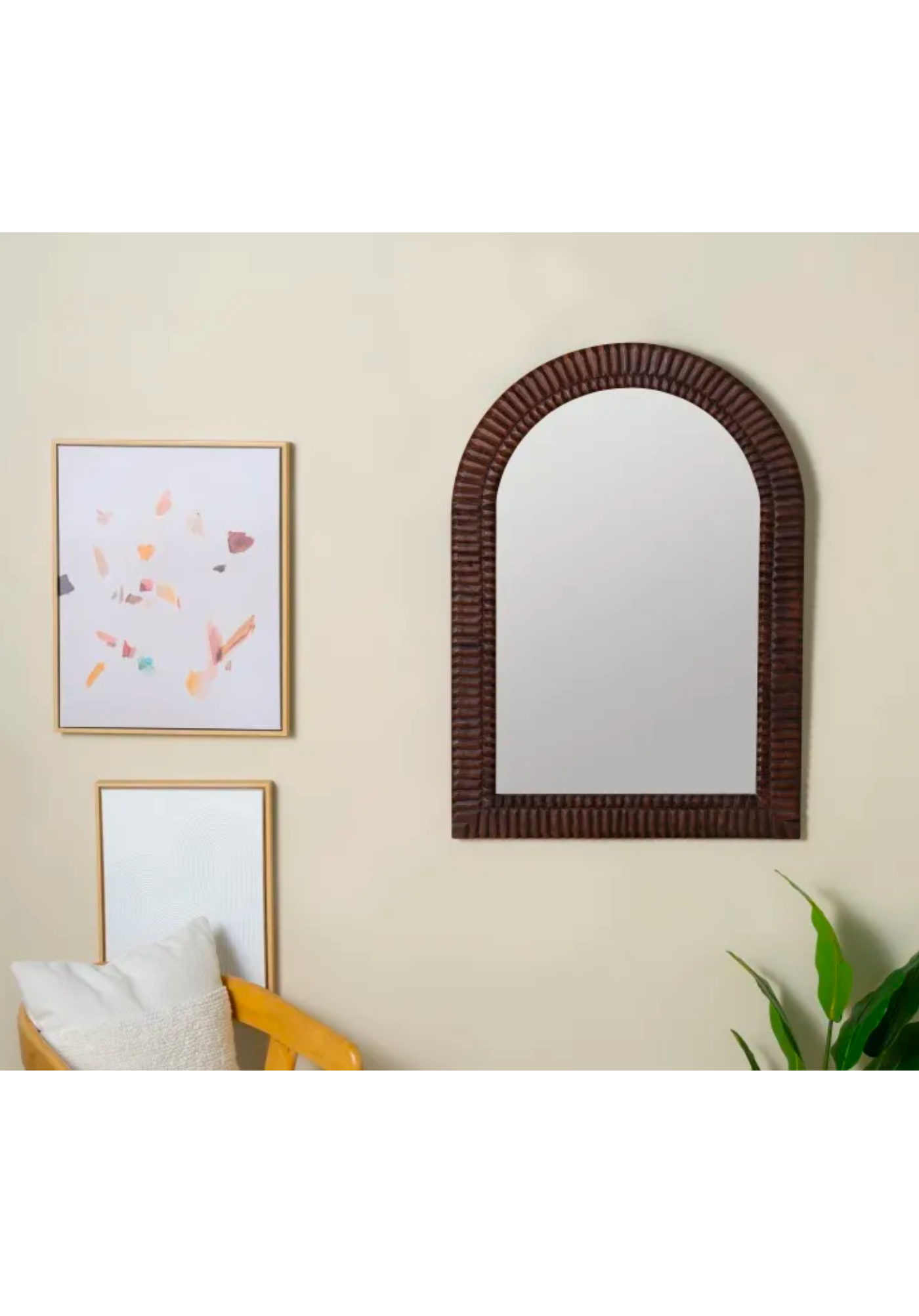 Walnut Wood Arch Mirror