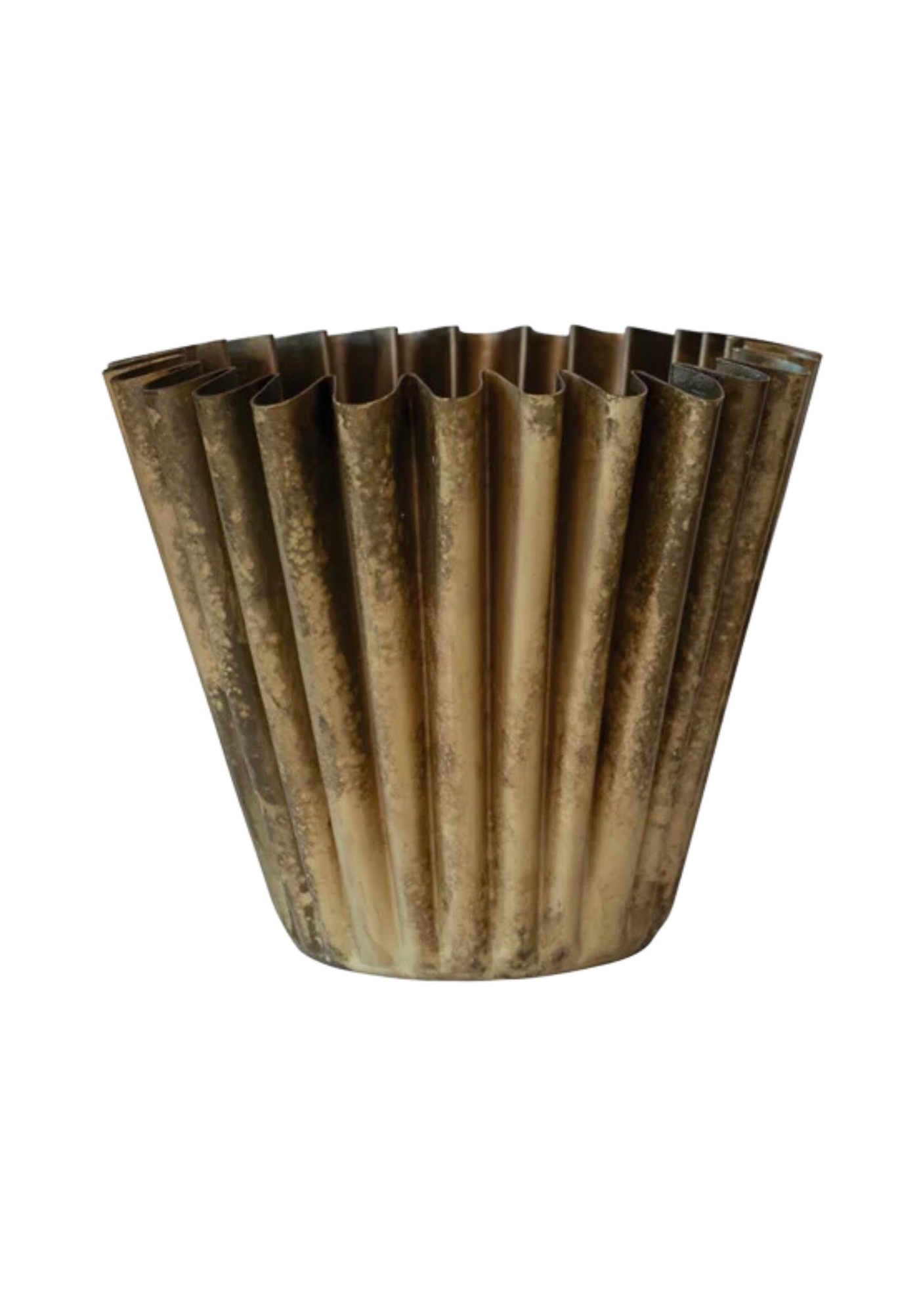 Brass Fluted Metal Planter