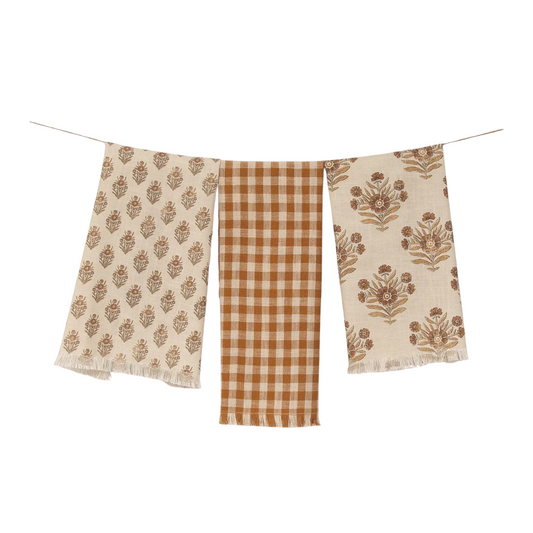 Amber Block Print Tea Towels (Set of 3)