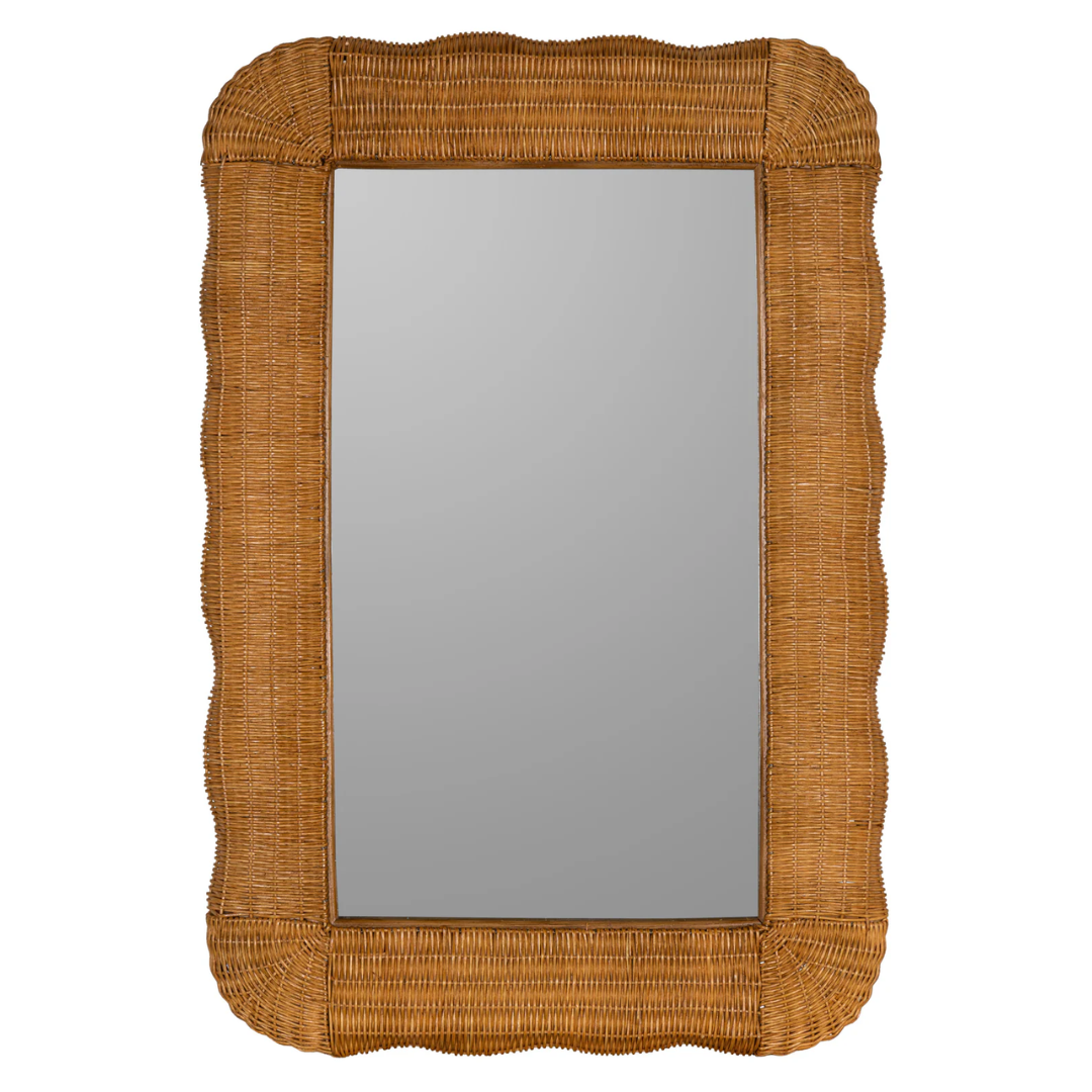 Wavy Rattan Wall Mirror