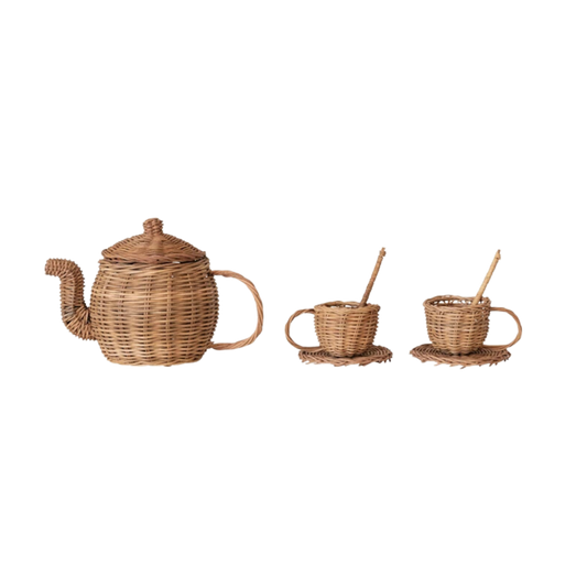 Rattan Toy Tea Set