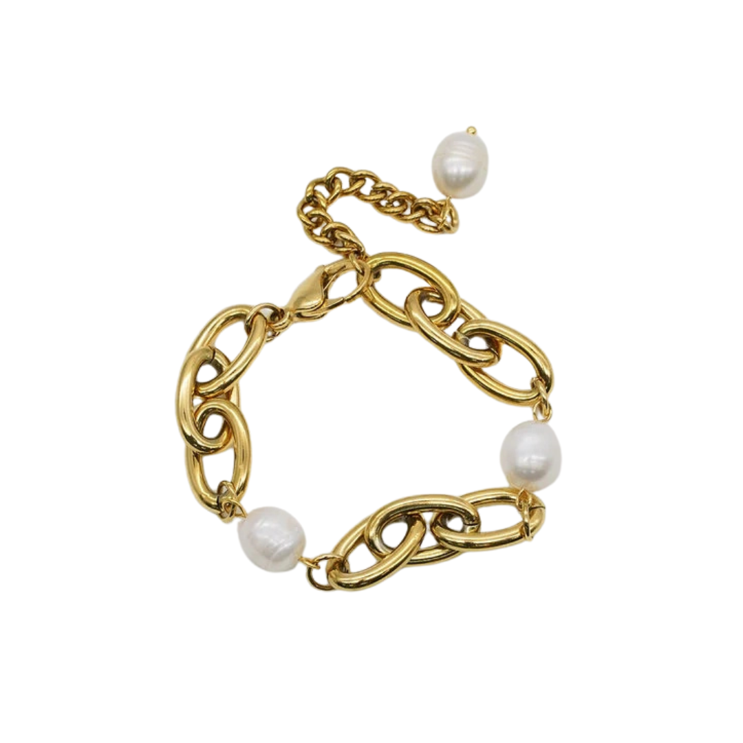 Chunky Chain Bracelet with Pearls