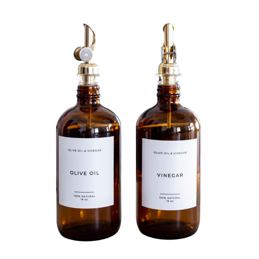 Amber Glass Oil & Vinegar Bottles (Set of 2)