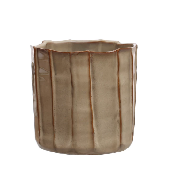 Beige Fluted Planter