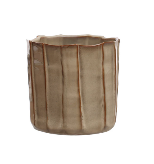 Beige Fluted Planter