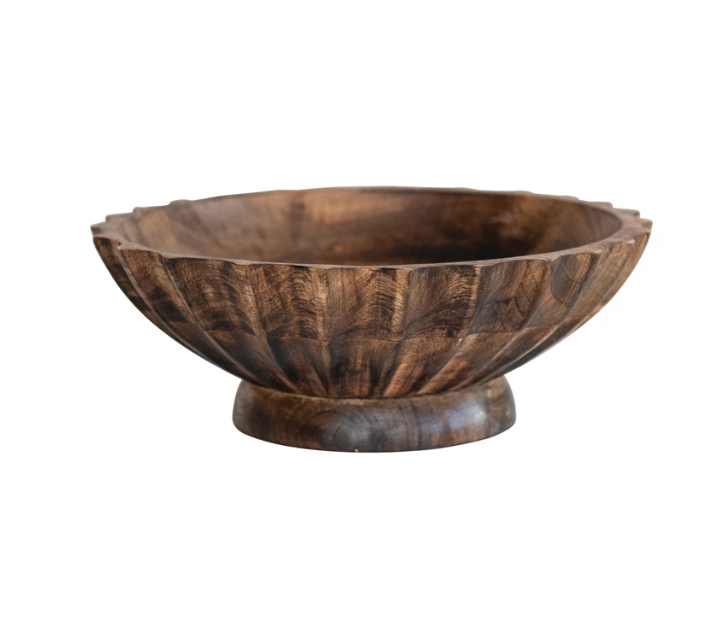 Fluted Wooden Bowl