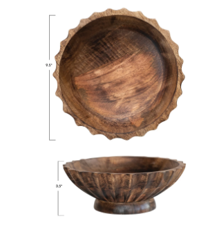 Fluted Wooden Bowl