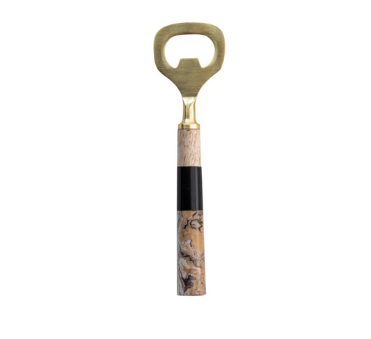 Marbled Resin and Wood Bottle Opener