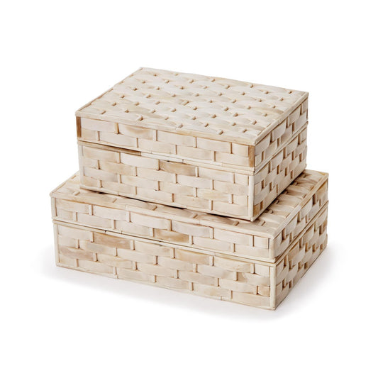 Basketweave Bone Boxes (Set of 2)