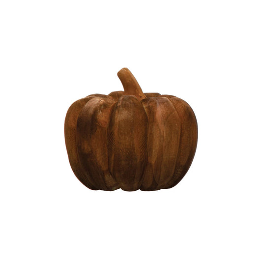 Hand-Carved Wood Pumpkin