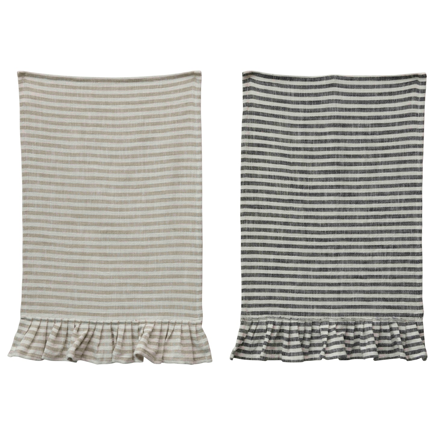 Striped Tea Towel with Ruffle