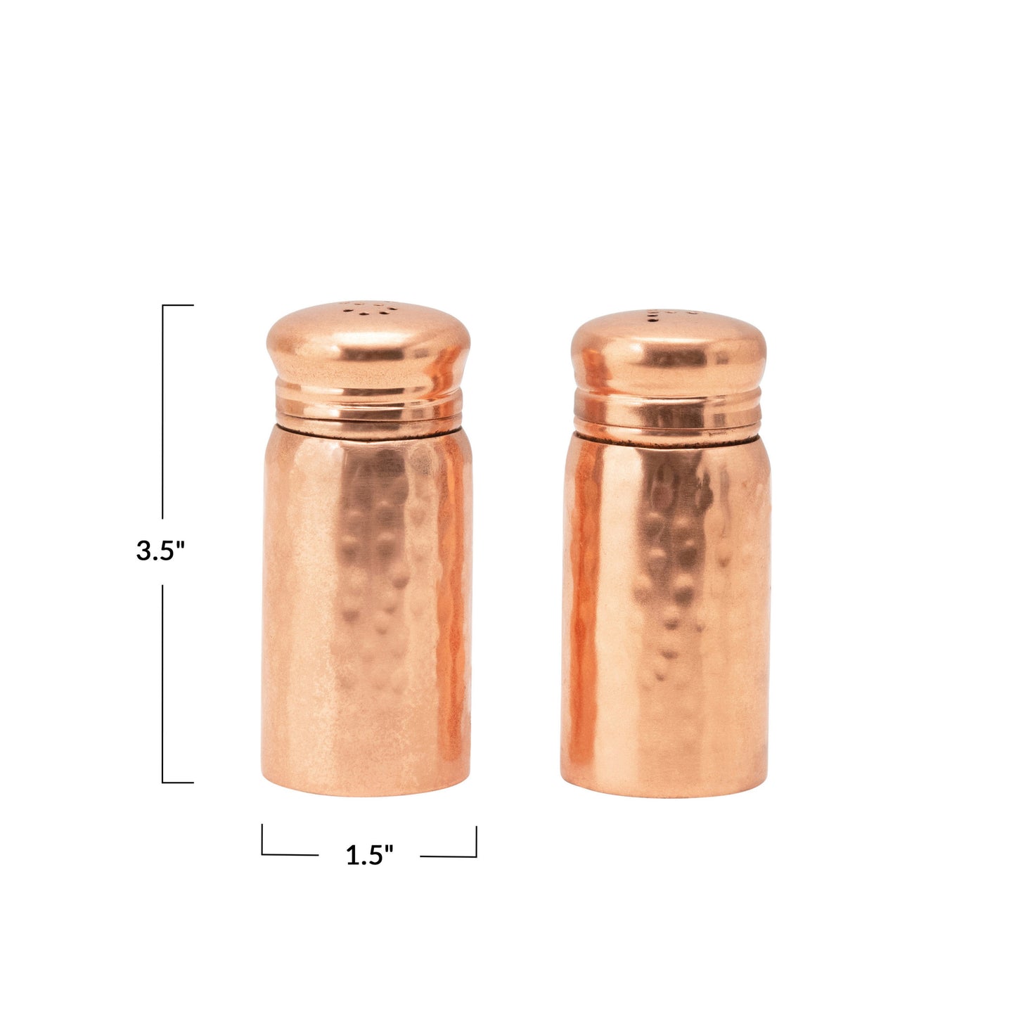 Hammered Salt and Pepper Shakers, Copper Finish