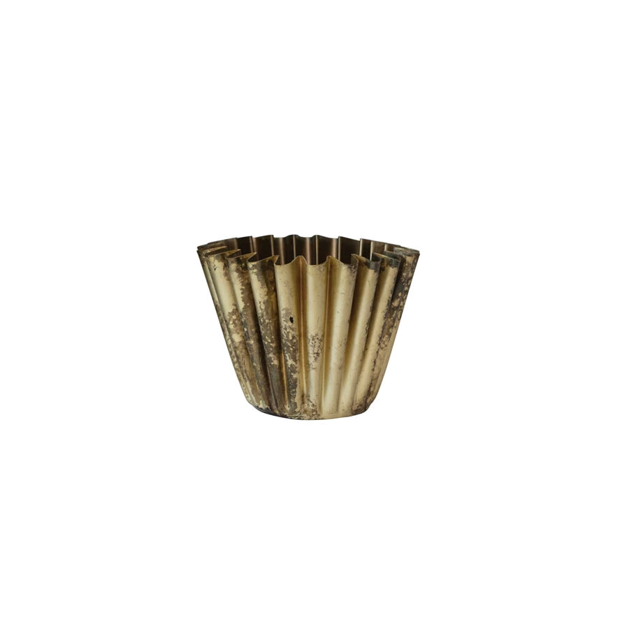 Brass Fluted Metal Planter