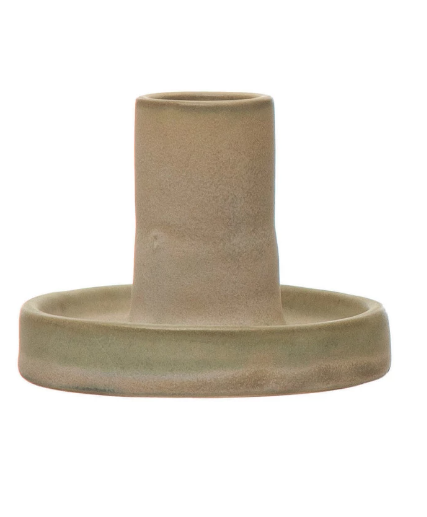 Cream Glazed Stone Taper Holders