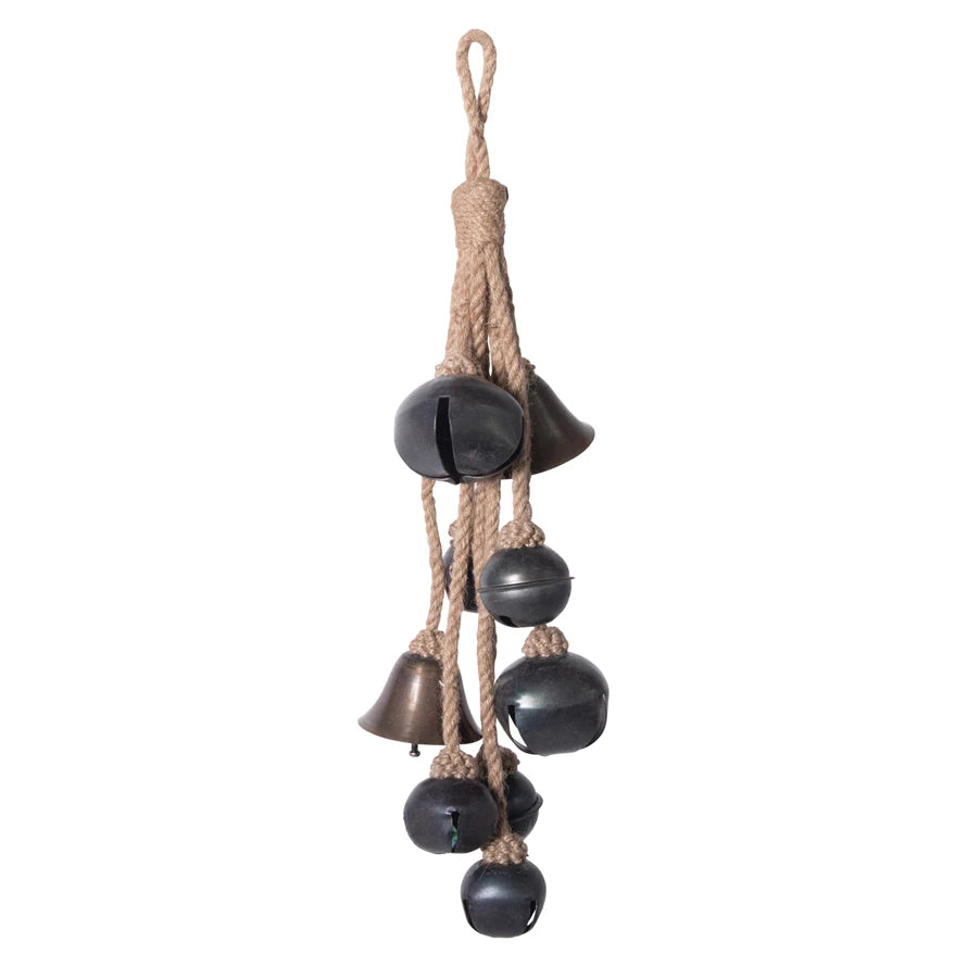 Pewter Metal Bells on Jute Hanger