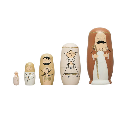 Wood Nativity Nesting Dolls