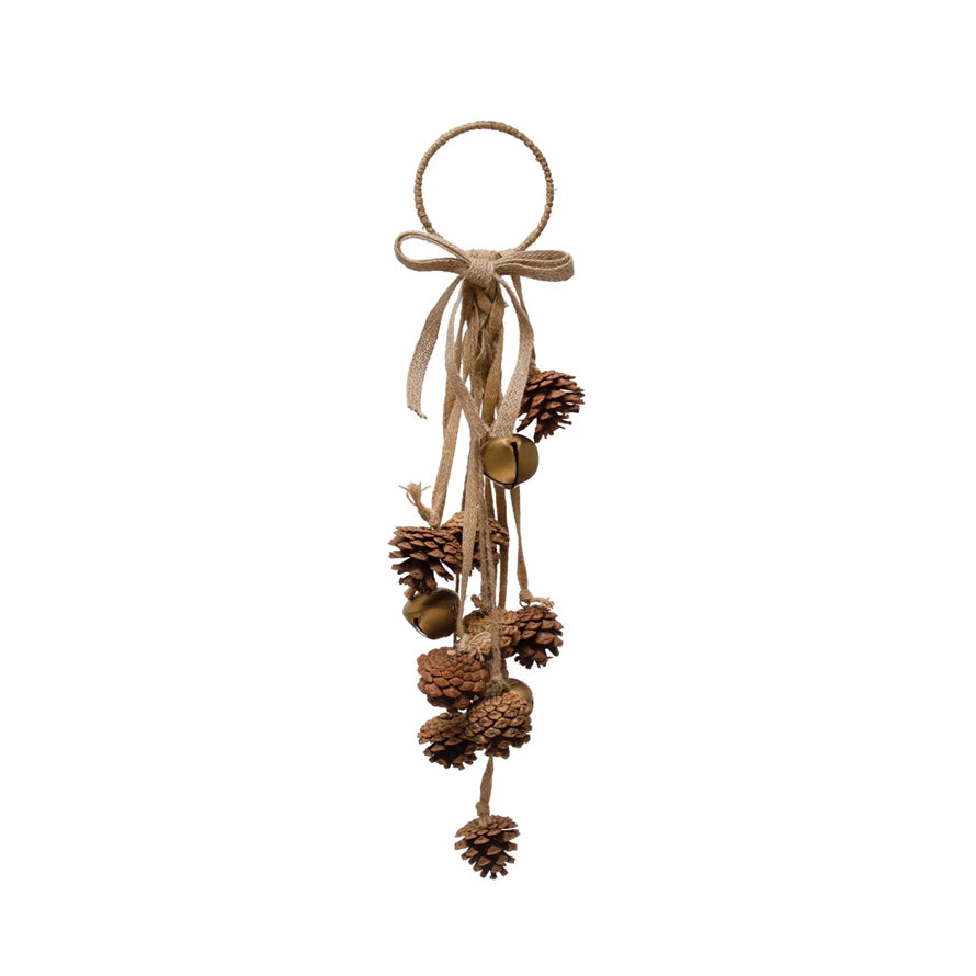 Door Hanger with Pinecones and Jingle Bells