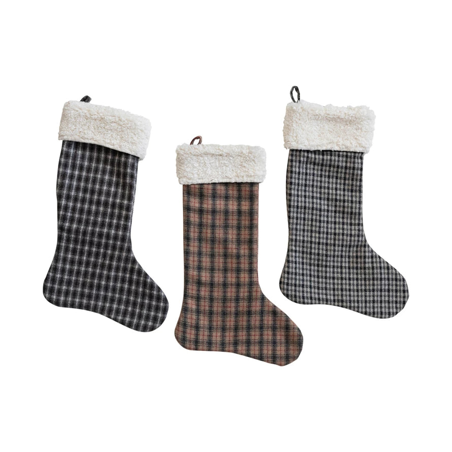 Wool Blend Plaid Stocking