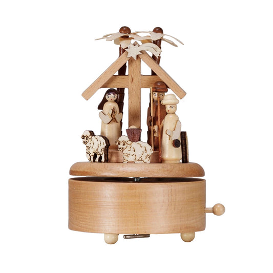 Wood Nativity Music Box